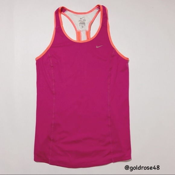 Nike Dri-Fit racerback hot Barbie pink and bright orange tank 520274-665 - Picture 1 of 8